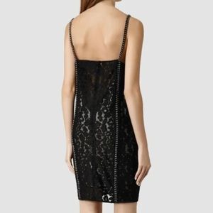 AllSaints Asha Chain Dress Black Mini Lace US 0